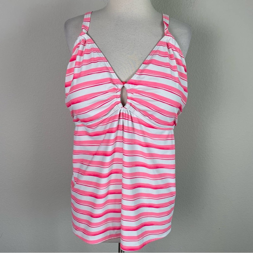 Cacique Pink White Stripe Swim Tankini 22